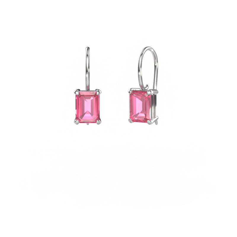 Image of Drop earrings Cleo EME 585 white gold Pink sapphire 8x6 mm