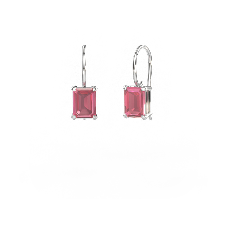 Immagine di Orecchini pendenti Cleo EME 585 oro bianco Tormalina rosa 8x6 mm