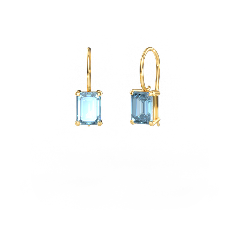 Bild av Hängande örhängen Cleo EME 585 gult guld Blå labbodlad diamant 8x6 mm