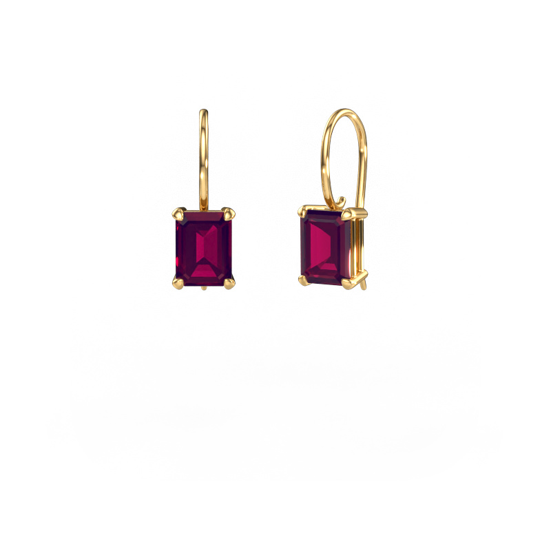 Image de Pendants d'oreilles Cleo EME 585 or jaune Rhodolite 8x6 mm