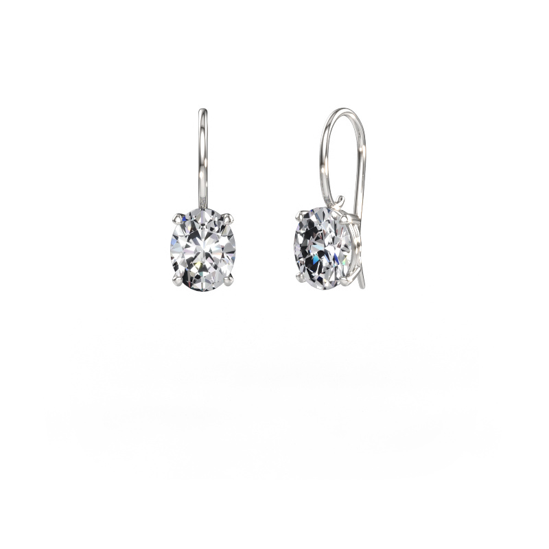Image de Pendants d'oreilles Cleo OVL 585 or blanc Diamant synthétique 3.60 crt