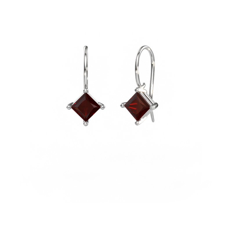 Image of Drop earrings Cleo SQR 585 white gold Garnet 5.5 mm