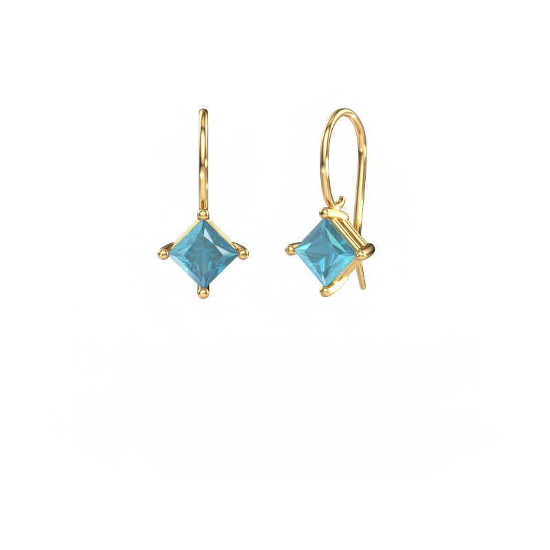 Bild von Ohrhänger Cleo SQR 585 Gold Blau Topas 5.5 mm