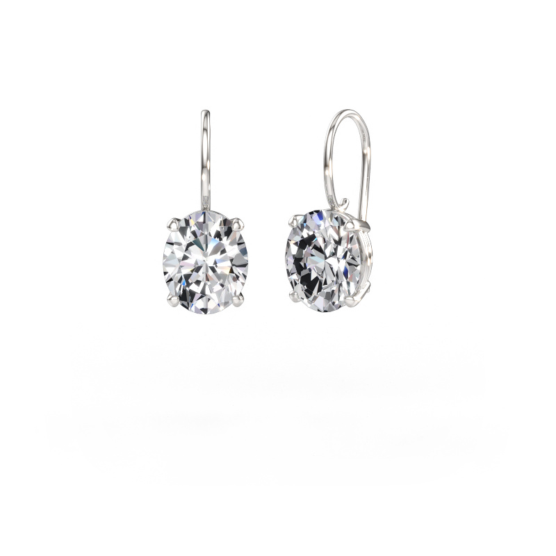 Immagine di Orecchini pendenti Cleo OVL 585 oro bianco Diamante lab grown 7.70 crt