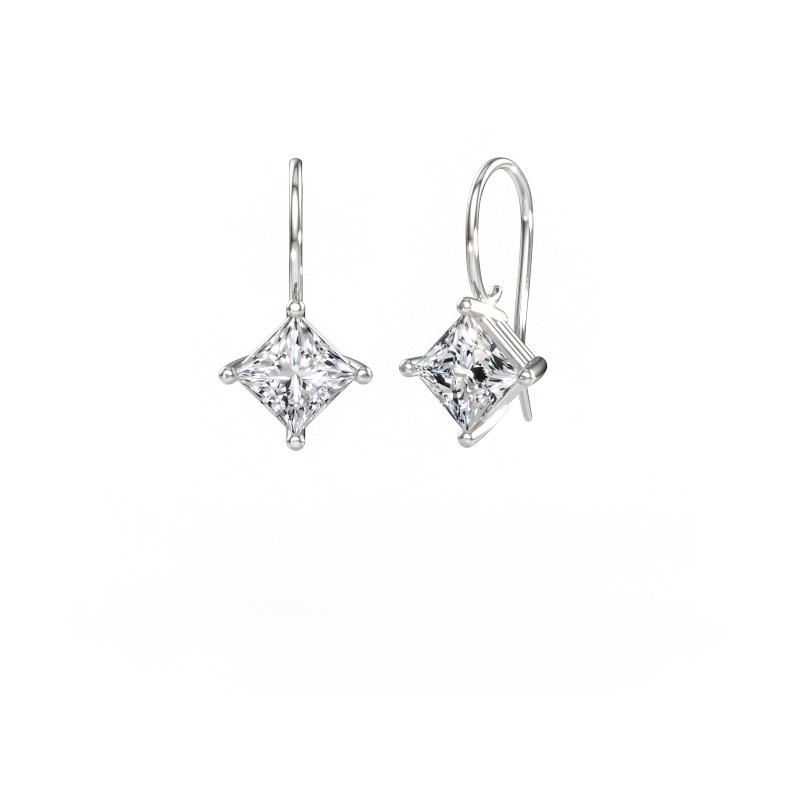 Immagine di Orecchini pendenti Cleo SQR 585 oro bianco Diamante 3.40 crt