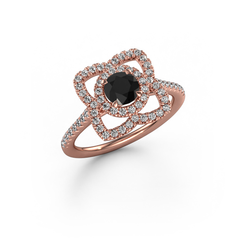Image of Engagement ring Cleopatra 585 rose gold Black diamond 1.042 crt