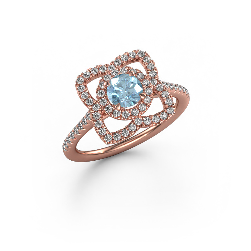 Bild von Verlobungsring Cleopatra 585 Roségold Blauer Labordiamant 5 mm