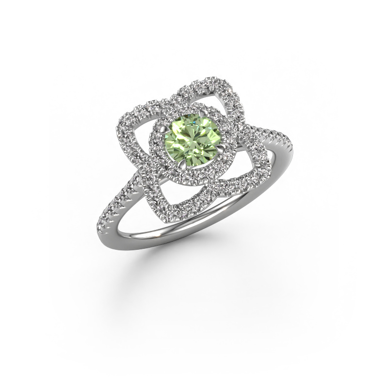 Image of Engagement ring Cleopatra 950 platinum Green lab grown diamond 5 mm
