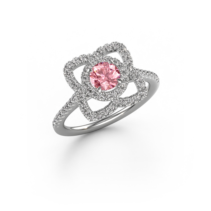 Image of Engagement ring Cleopatra 585 white gold Pink lab grown diamond 5 mm