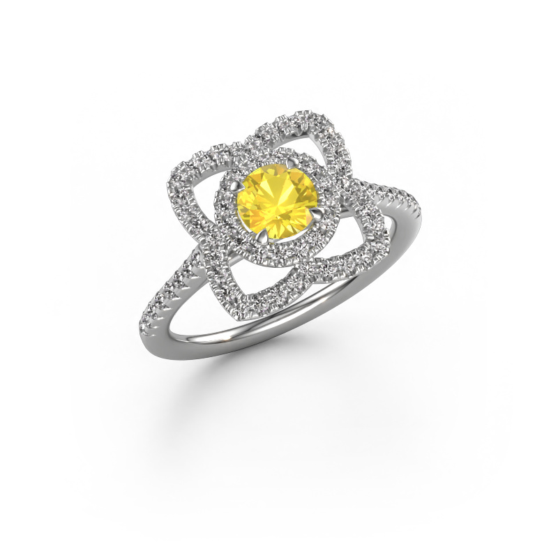 Image of Engagement ring Cleopatra 585 white gold Yellow sapphire 5 mm