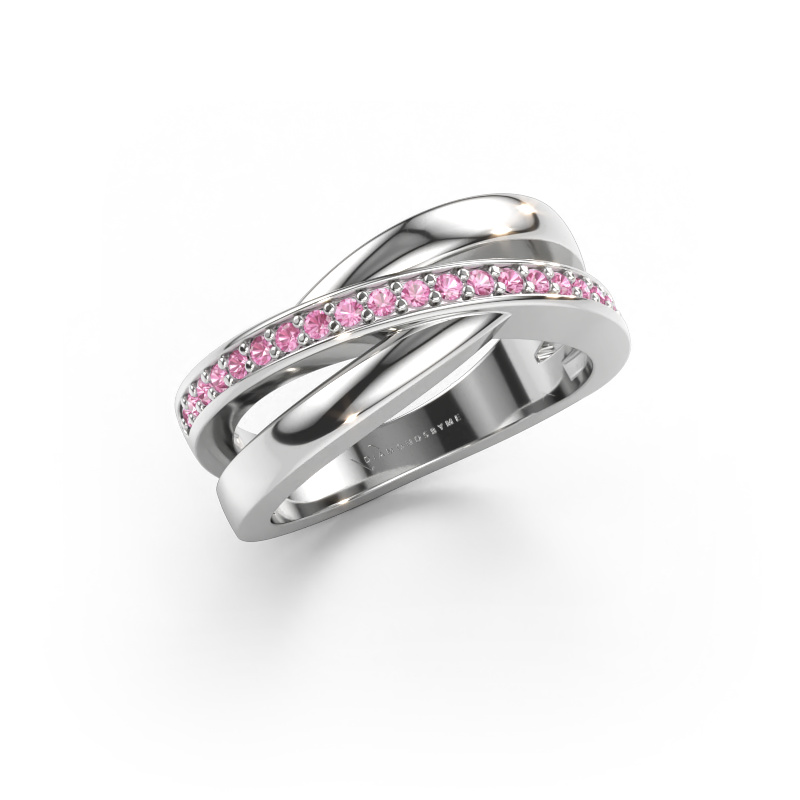 Bild av Ring Colette 585 vitt guld Rosa safir 1.3 mm
