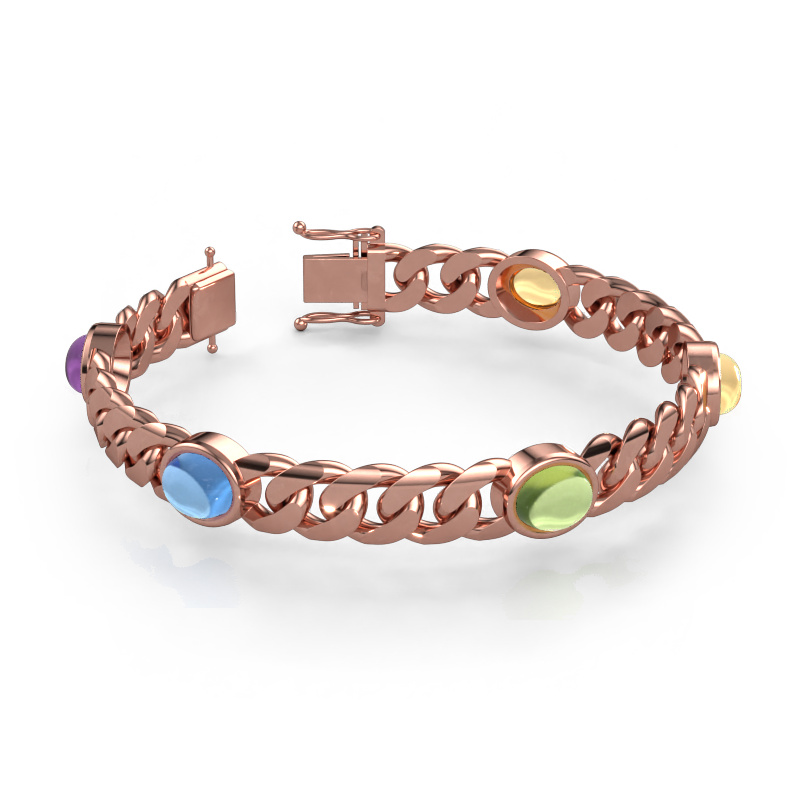 Afbeelding van Schakelarmband Corinne 5 10mm Massief - 585 rosé goud