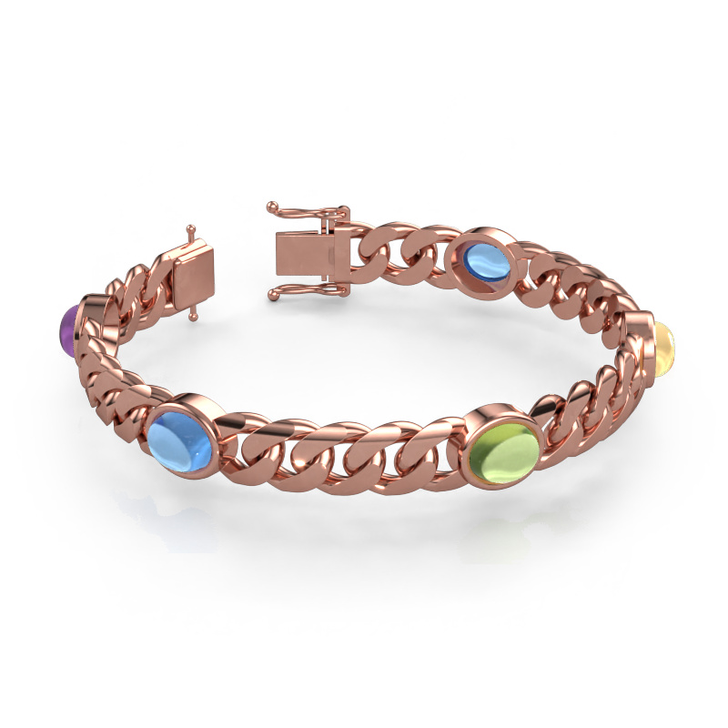 Afbeelding van Schakelarmband Corinne 5 10mm Massief - 585 rosé goud