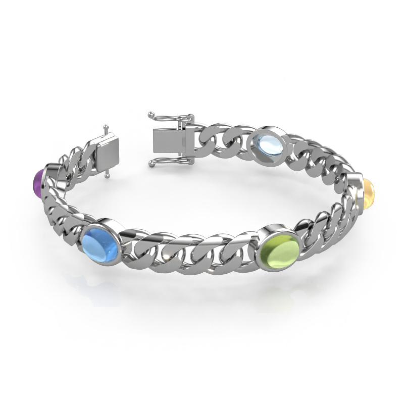 Image of Link bracelet Corinne 5 10mm Solid - 585 white gold
