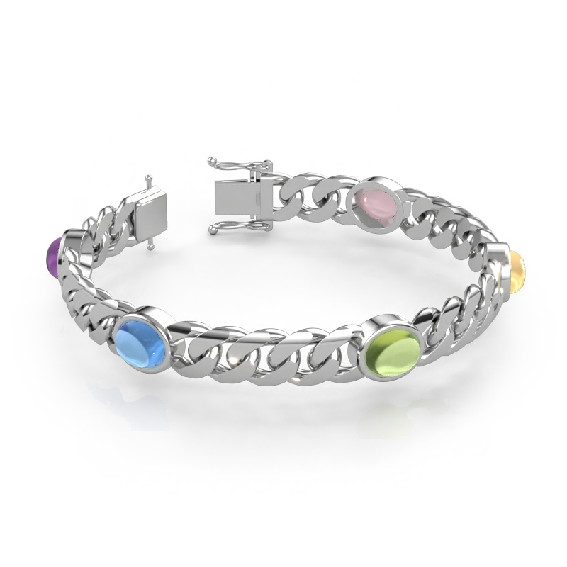 Immagine di Bracciale a maglie Corinne 5 10mm Solido - 585 oro bianco