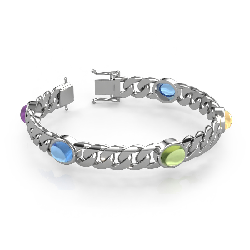 Image of Link bracelet Corinne 5 10mm Solid - 585 white gold