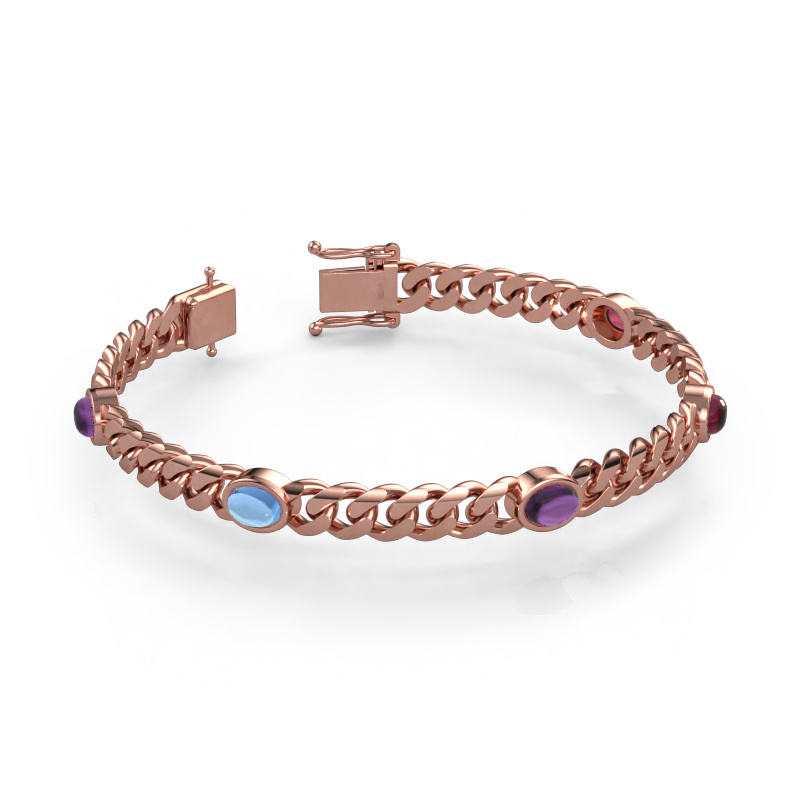 Afbeelding van Schakelarmband Corinne 5 7mm Massief - 585 rosé goud