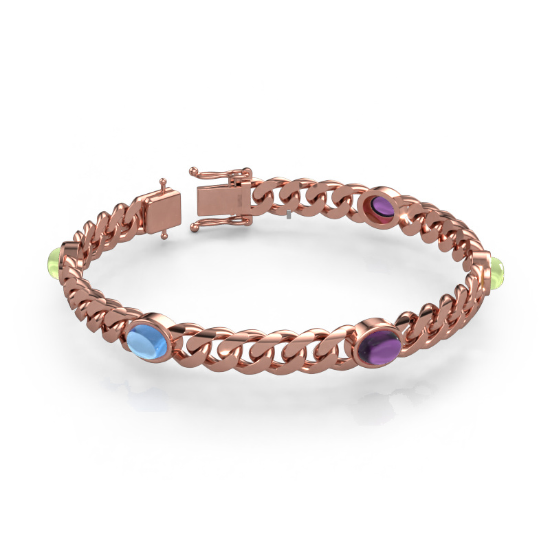 Afbeelding van Schakelarmband Corinne 5 8mm Massief - 585 rosé goud