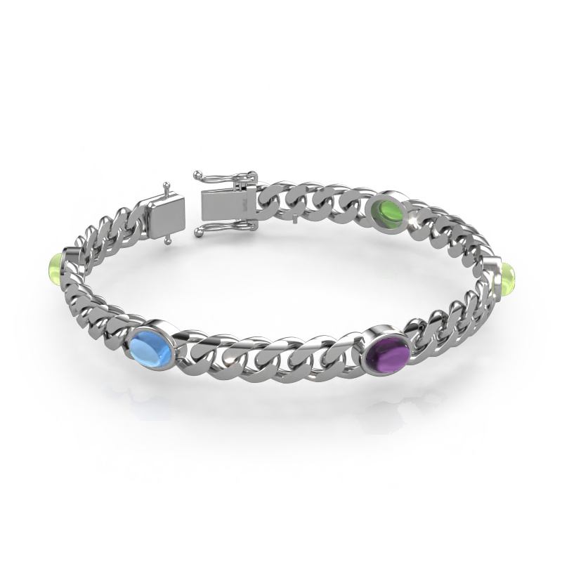 Bild von Gliederarmband Corinne 5 8mm Massiv - 585 Weißgold