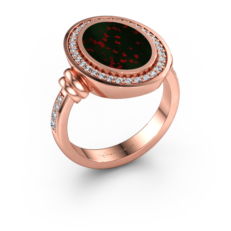 Immagine di Anello chevalier Cristina 585 oro rosa Eliotropio 14x10 mm