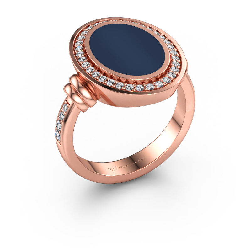 Immagine di Anello chevalier Cristina 585 oro rosa Sardonica blu scura 14x10 mm