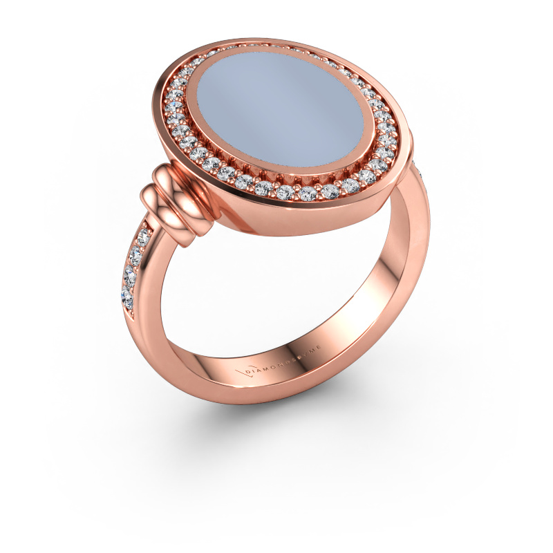 Bild av Signetring Cristina 585 roséguld Ljusblå sardonyx 14x10 mm