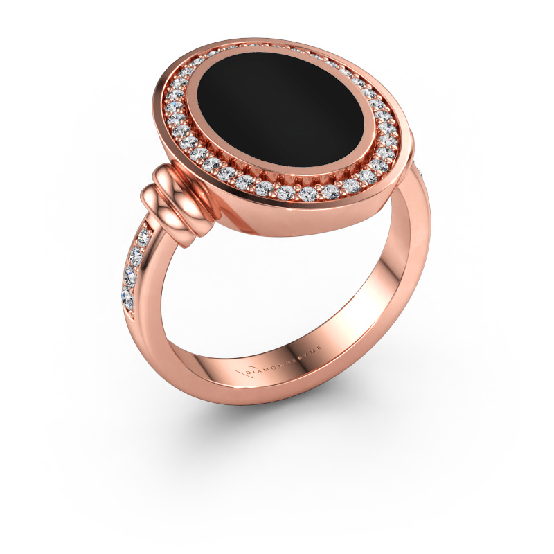 Immagine di Anello chevalier Cristina 585 oro rosa Onice 14x10 mm