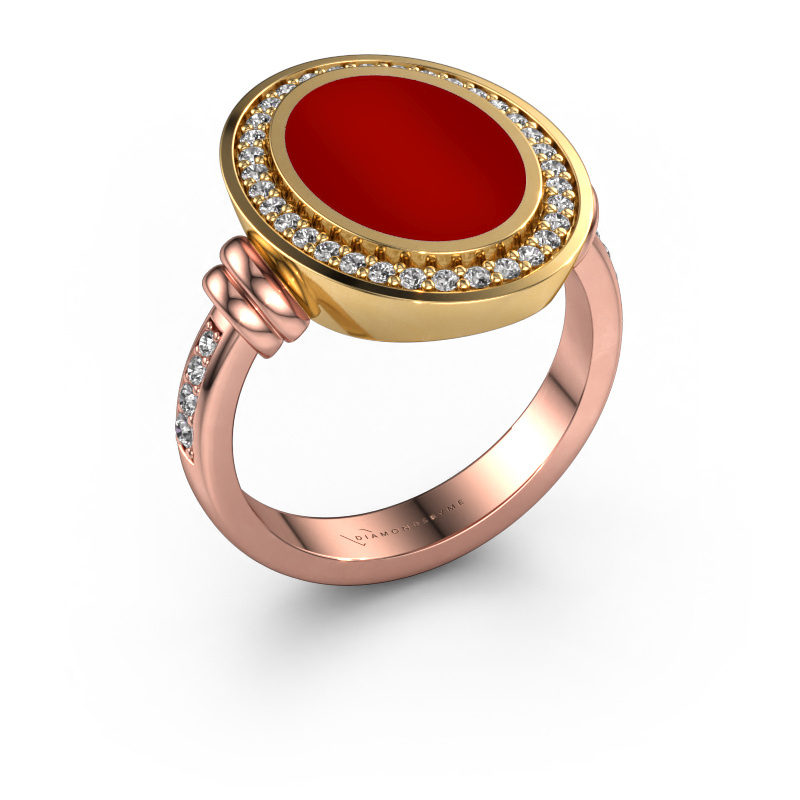 Image of Signet ring Cristina 585 rose gold Carnelian 14x10 mm
