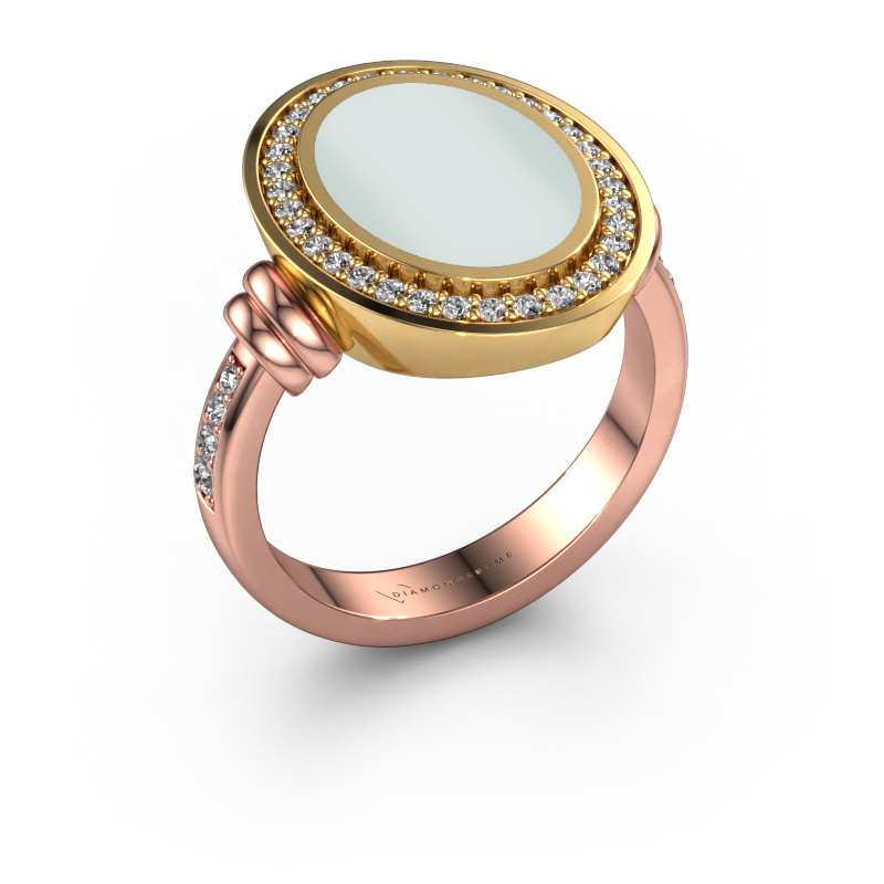 Image of Signet ring Cristina 585 rose gold Green sardonyx 14x10 mm