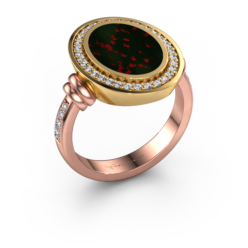 Image of Signet ring Cristina 585 rose gold Bloodstone 14x10 mm