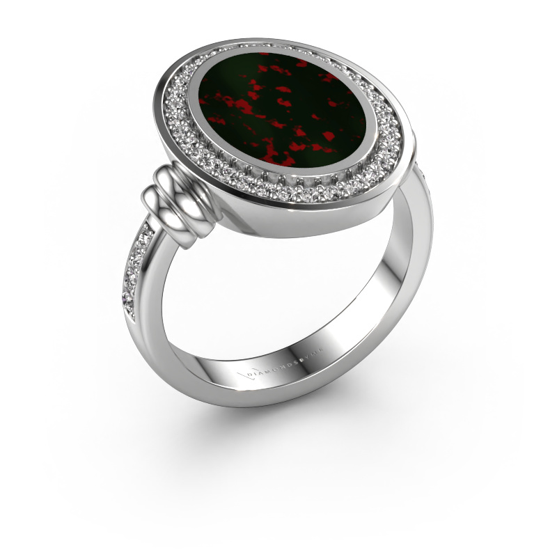 Afbeelding van Zegelring Cristina 950 platina Heliotroop 14x10 mm