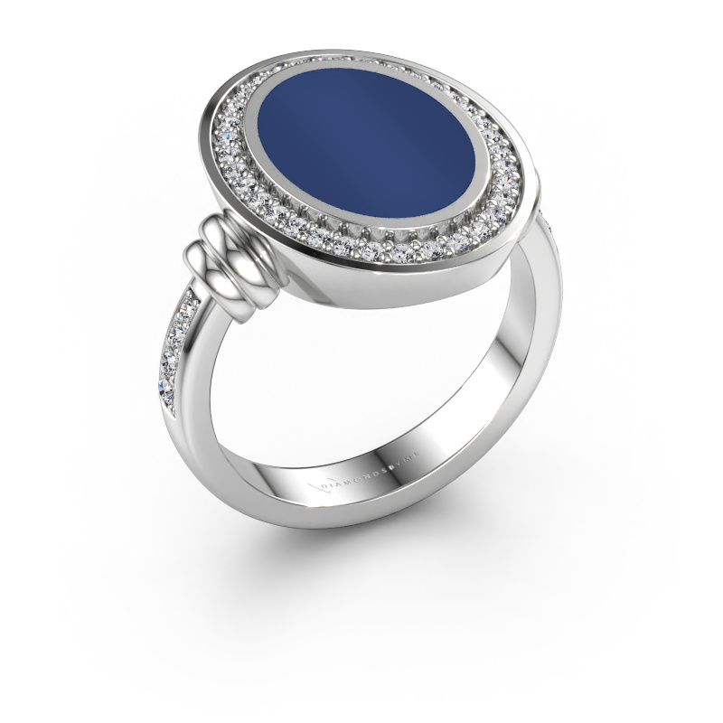 Image de Chevalière Cristina 950 platine Lapis lazuli 14x10 mm