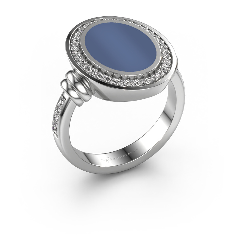 Bild von Siegelring Cristina 950 Platin Blau Lagenstein 14x10 mm