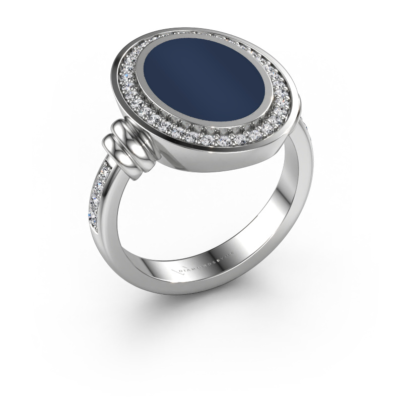 Image de Chevalière Cristina 950 platine Nicolo bleu foncé 14x10 mm