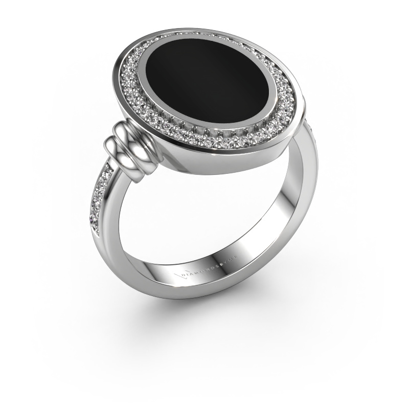 Image of Signet ring Cristina 950 platinum Onyx 14x10 mm