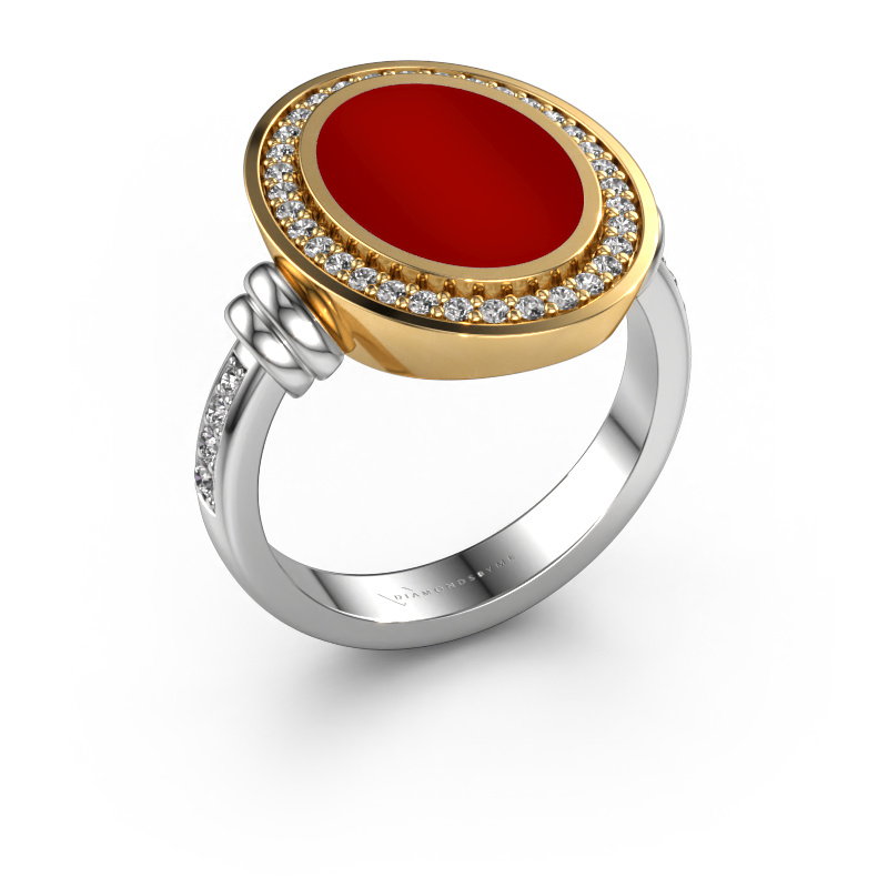 Bild von Siegelring Cristina 585 Weißgold Karneol 14x10 mm