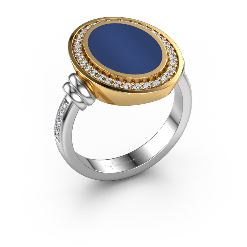 Afbeelding van Zegelring Cristina 585 Witgoud Lapis lazuli 14x10 mm