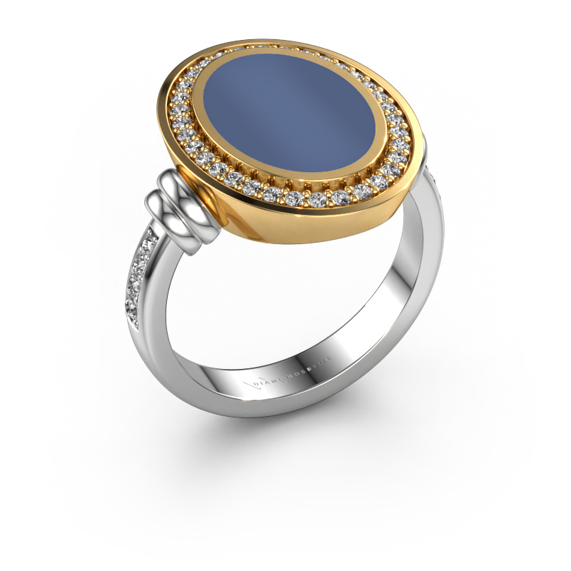 Image of Signet ring Cristina 585 white gold Blue sardonyx 14x10 mm