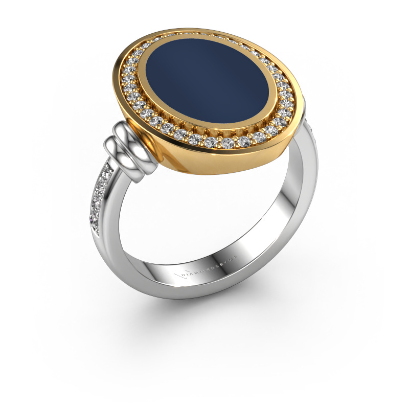 Bild von Siegelring Cristina 585 Weißgold Dunkelblau Lagenstein 14x10 mm