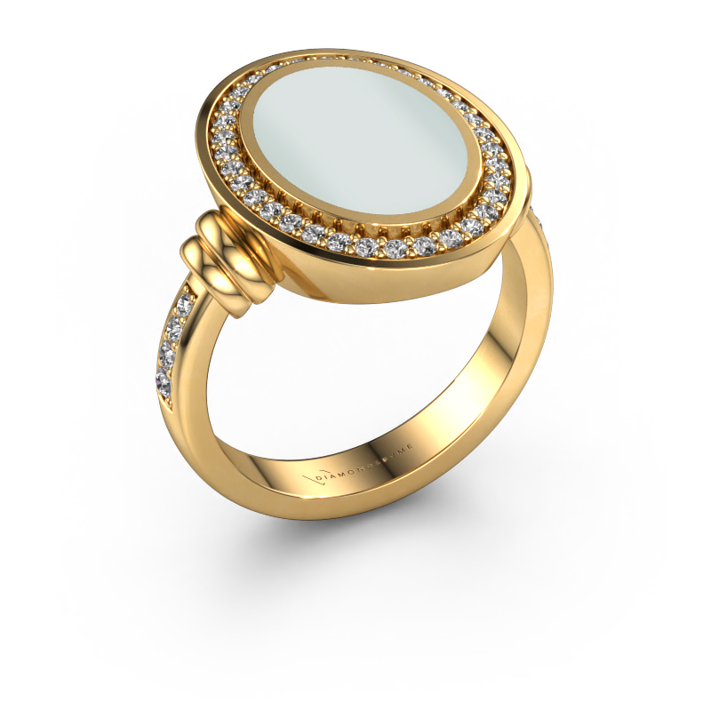 Image of Signet ring Cristina 585 gold Green sardonyx 14x10 mm