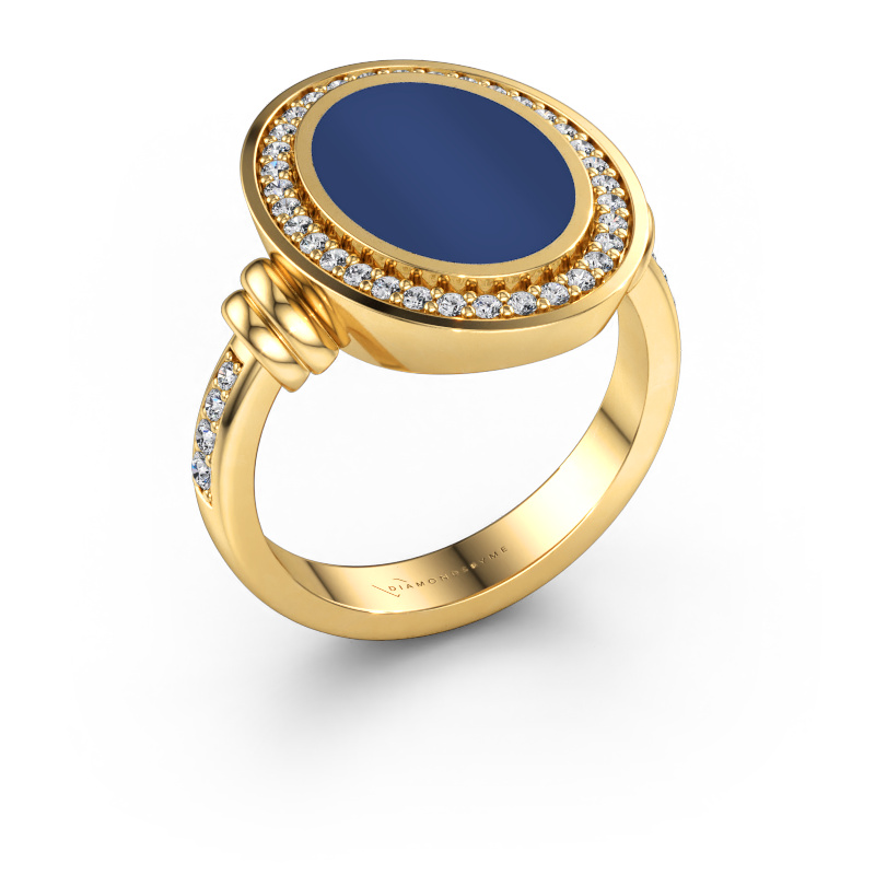 Bild av Signetring Cristina 585 gult guld Lapis lazuli 14x10 mm