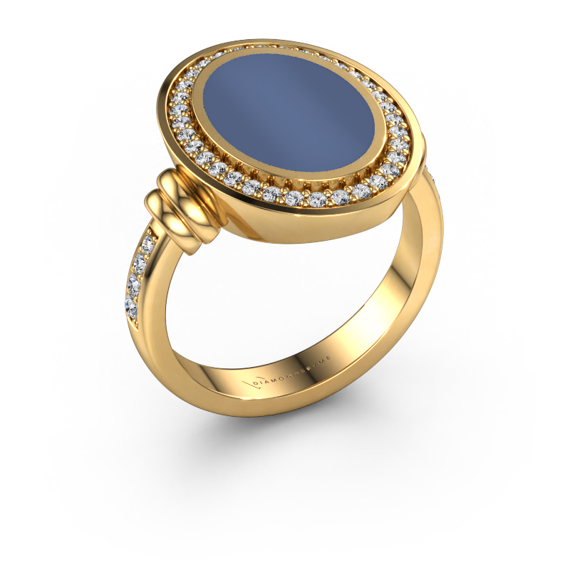 Bild von Siegelring Cristina 585 Gold Blau Lagenstein 14x10 mm