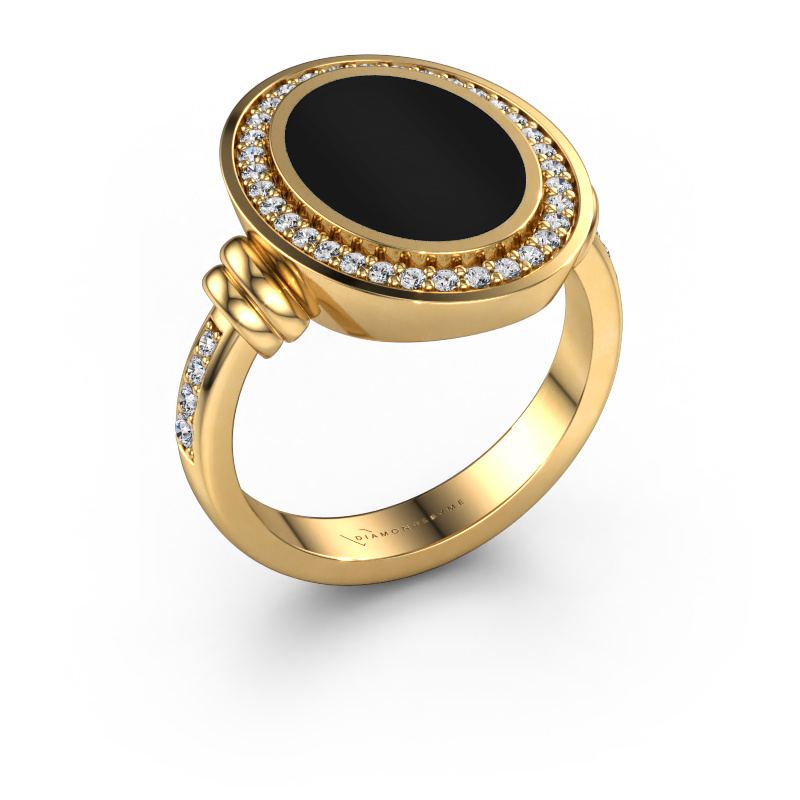 Afbeelding van Zegelring Cristina 585 Goud Onyx 14x10 mm