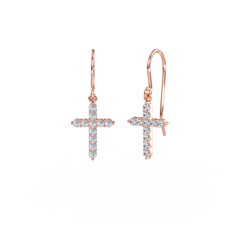 Bild von Ohrhänger Cross 585 Roségold Diamant 0.55 crt