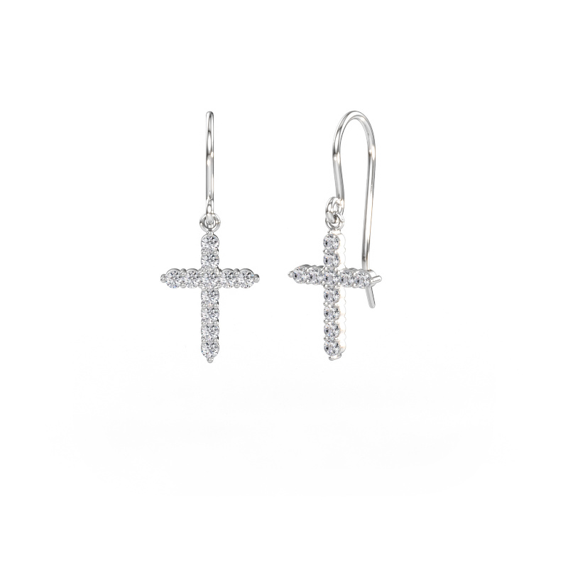 Afbeelding van Oorhangers Cross 950 platina Diamant 0.55 crt