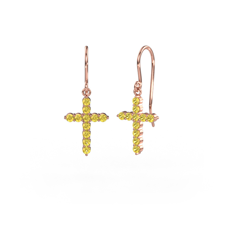 Bild von Ohrhänger Cross 585 Roségold Gelb Saphir 2 mm