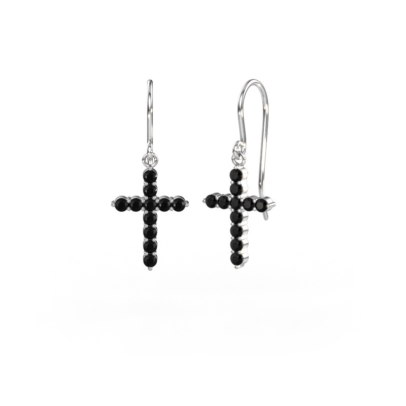 Image de Pendants d'oreilles Cross 950 platine Diamant noir 0.792 crt