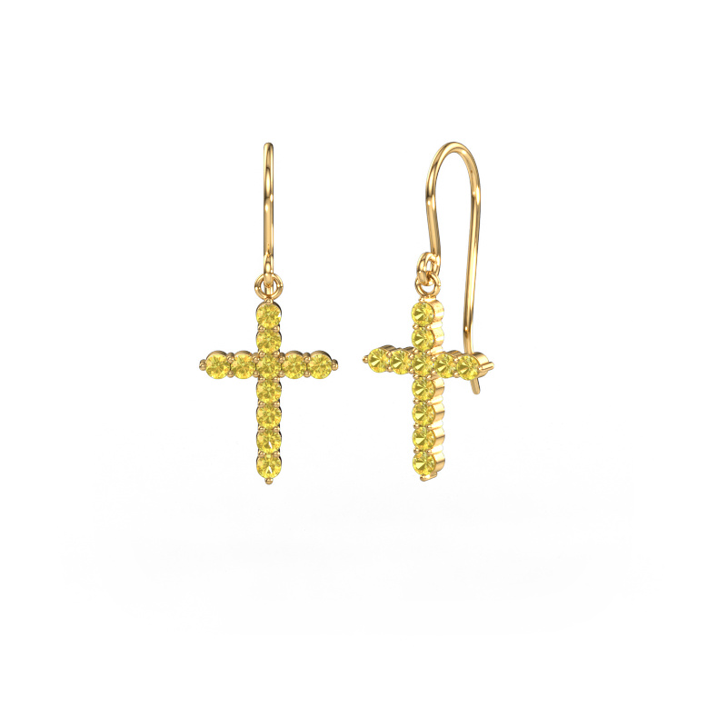 Bild von Ohrhänger Cross 585 Gold Gelb Saphir 2 mm