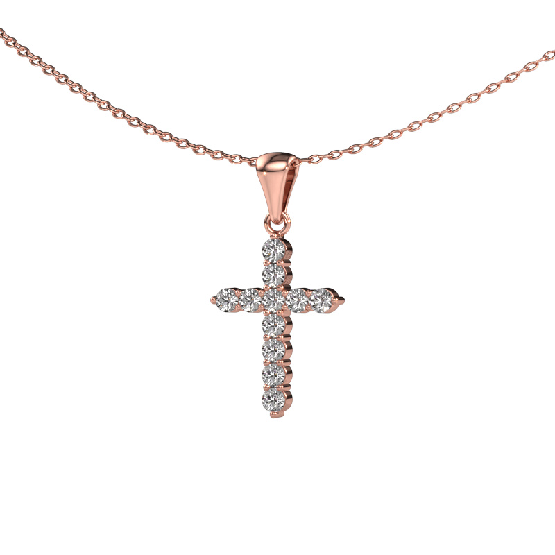 Bild von Anhänger Cross 585 Roségold Diamant 0.330 crt