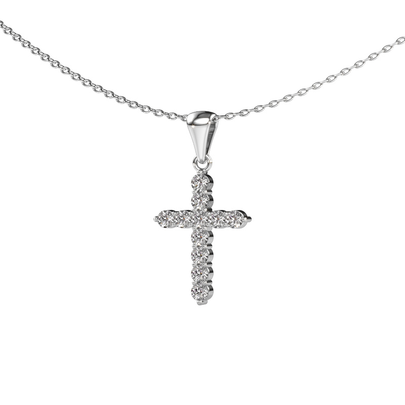 Image de Pendentif Cross 585 or blanc Diamant 0.330 crt